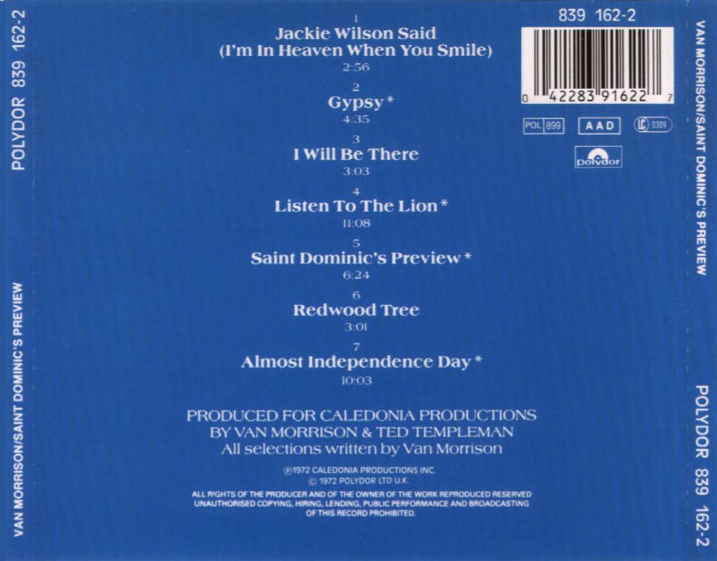 Saint Dominic’s Preview - Van Morrison (CD) music collectible [Barcode 075992726221] - Main Image 2