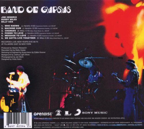 Band Of Gypsys - Jimi Hendrix (CD) music collectible [Barcode 886978937926] - Main Image 2