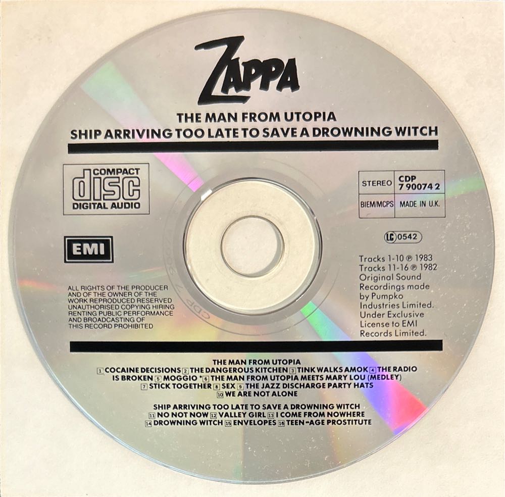 The Man From Utopia / Ship Arriving Too Late To Save A Drowning Witch - Zappa, Frank (CD - 71) music collectible [Barcode 077779007424] - Main Image 4