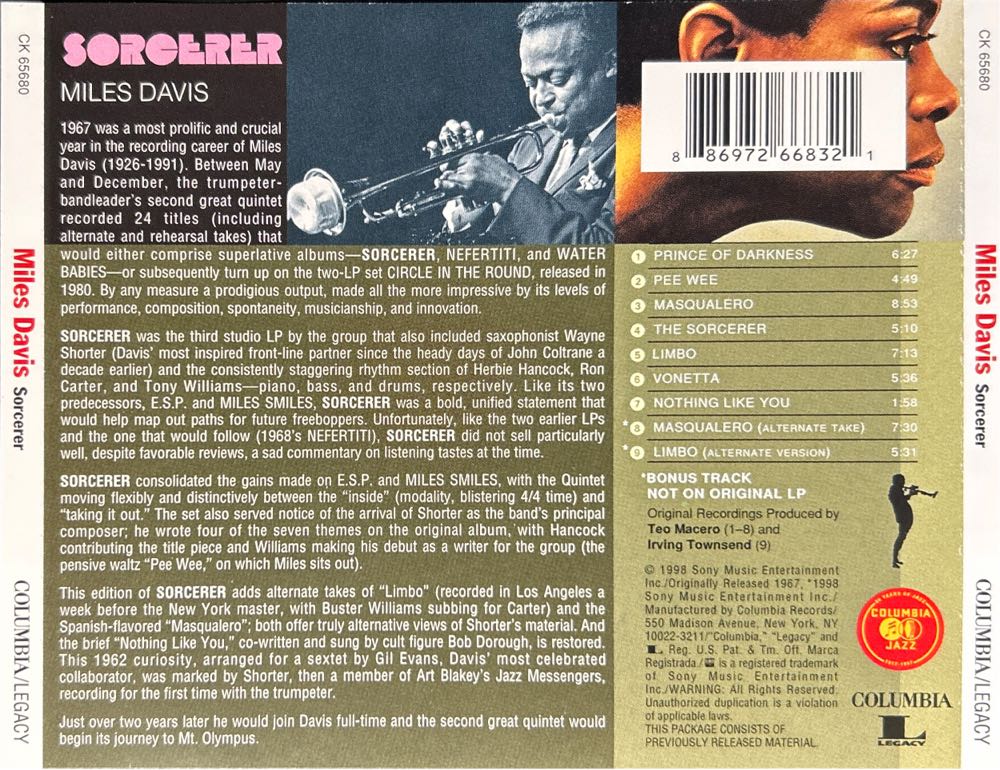 Sorcerer - Davis, Miles (CD - 53) music collectible [Barcode 886972668321] - Main Image 2