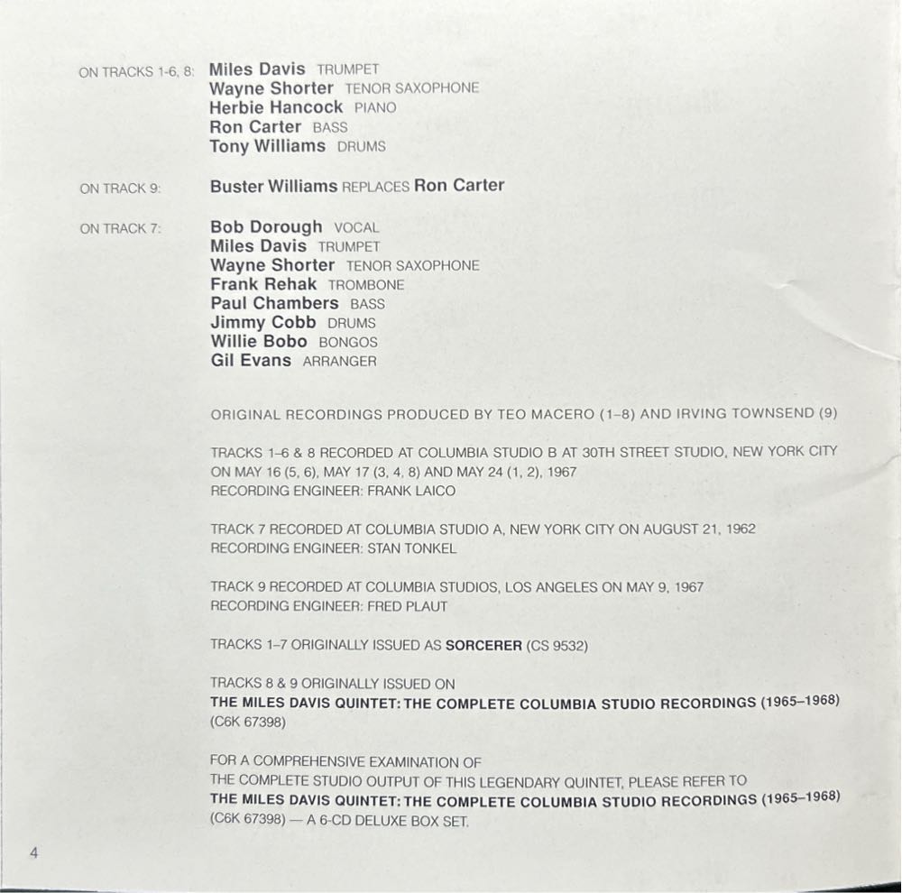 Sorcerer - Davis, Miles (CD - 53) music collectible [Barcode 886972668321] - Main Image 3