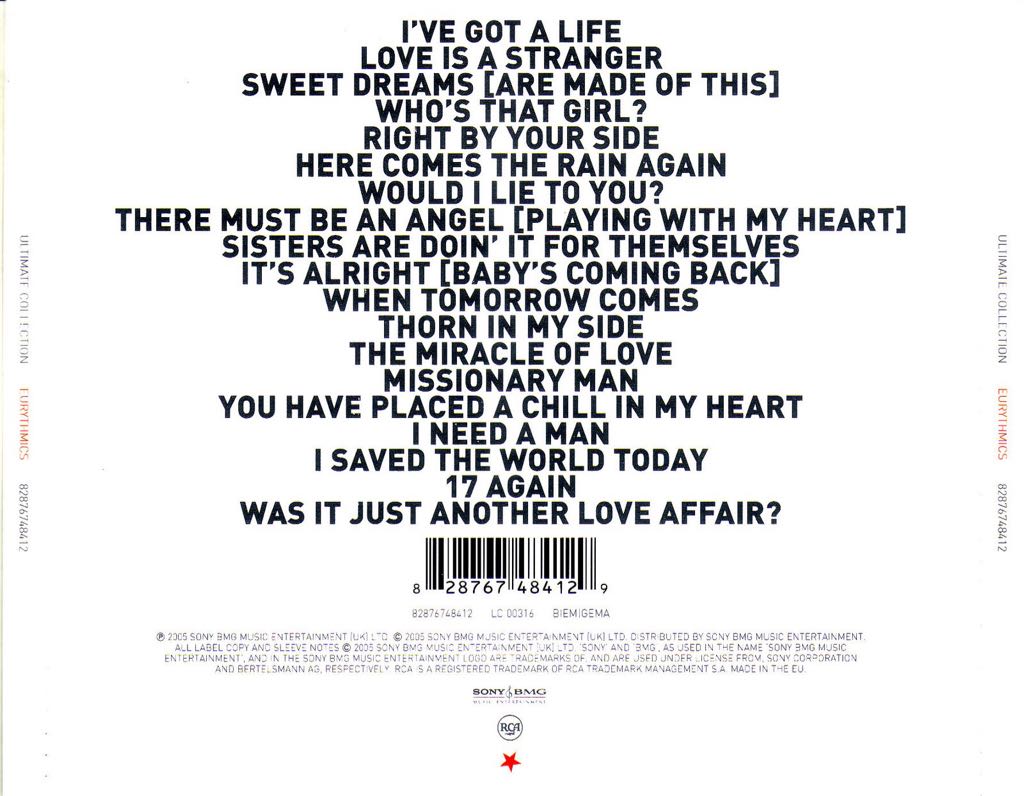 The Ultimate Collection - Eurythmics (CD - 79) music collectible [Barcode 828767379920] - Main Image 2