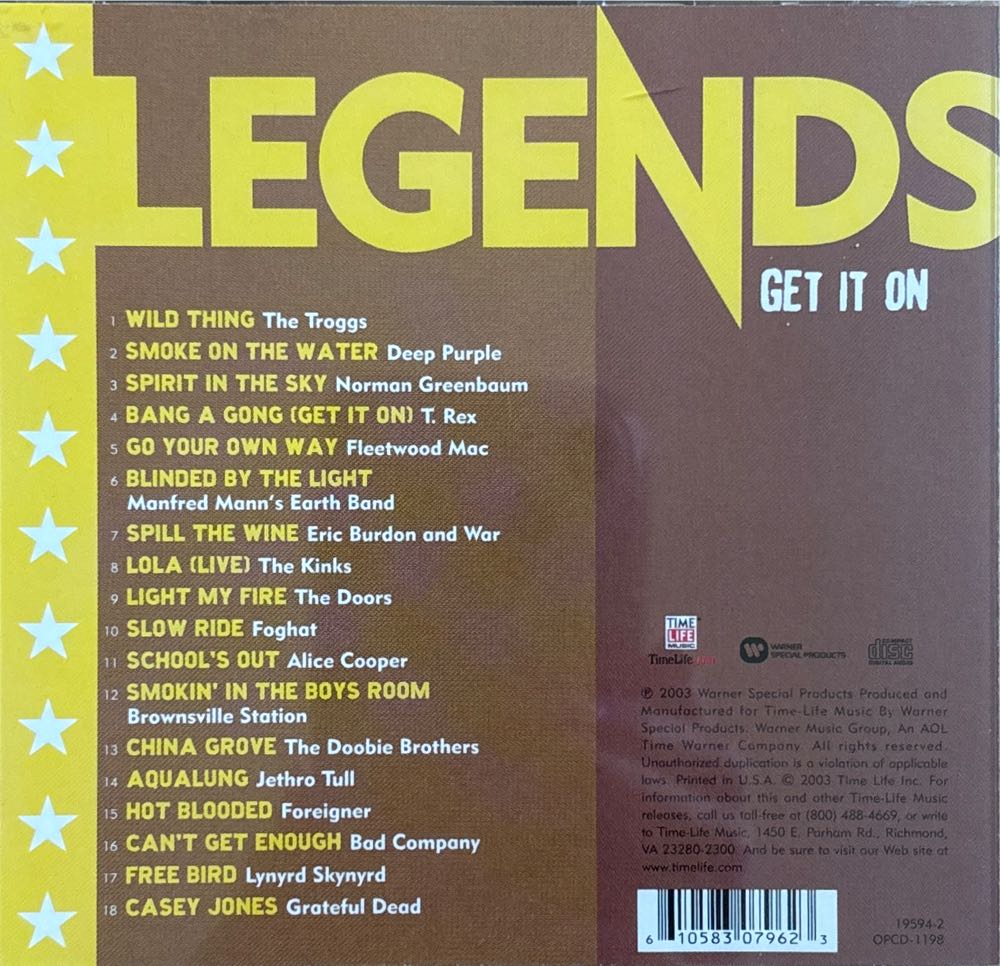 LEGENDS Get It On - Various Artists (CD) music collectible [Barcode 610583079623] - Main Image 2