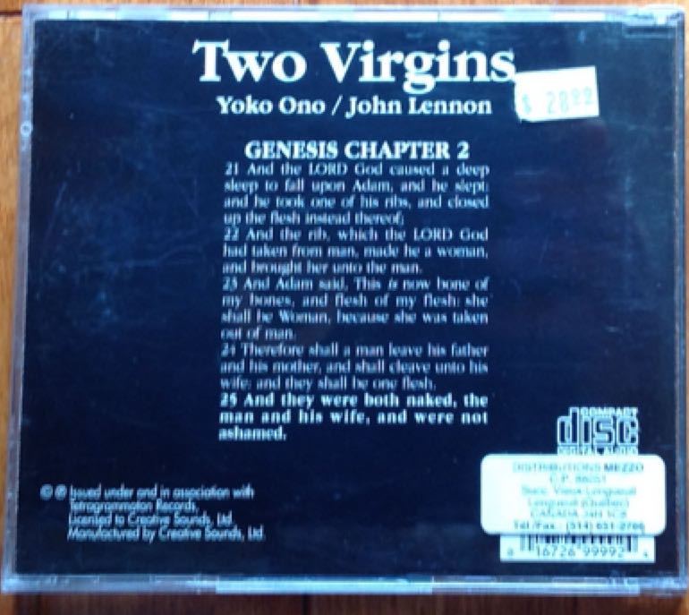 Two Virgins - John Lennon (8-Track Cartridge) music collectible - Main Image 2