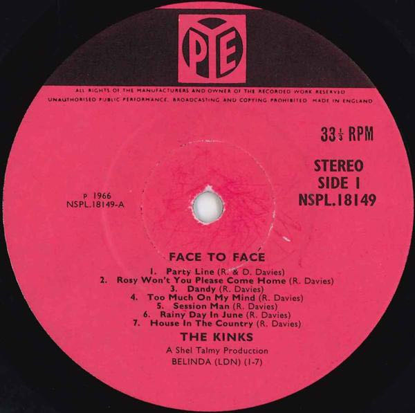 Face To Face - The Kinks (12”) music collectible [Barcode 5414939639814] - Main Image 3