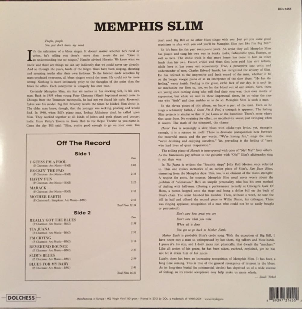 Memphis Slim - Memphis Slim (CD - 29) music collectible - Main Image 2
