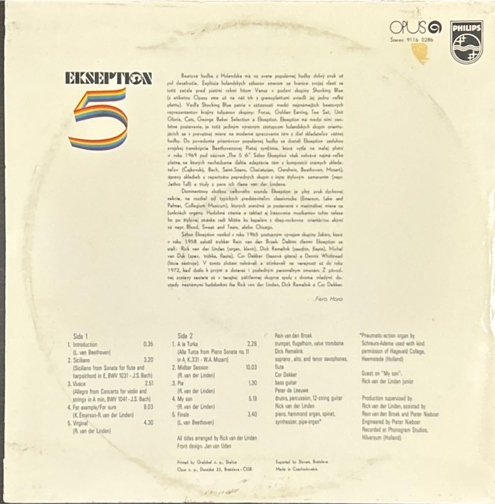 Ekseption 5 - Ekseption (12”) music collectible - Main Image 2