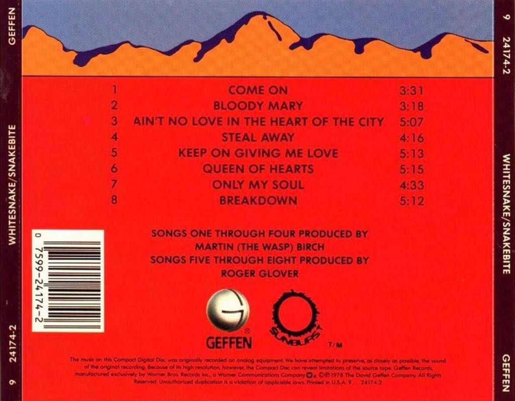 Snakebite - Whitesnake (CD - 36.25) music collectible [Barcode 075992417426] - Main Image 2