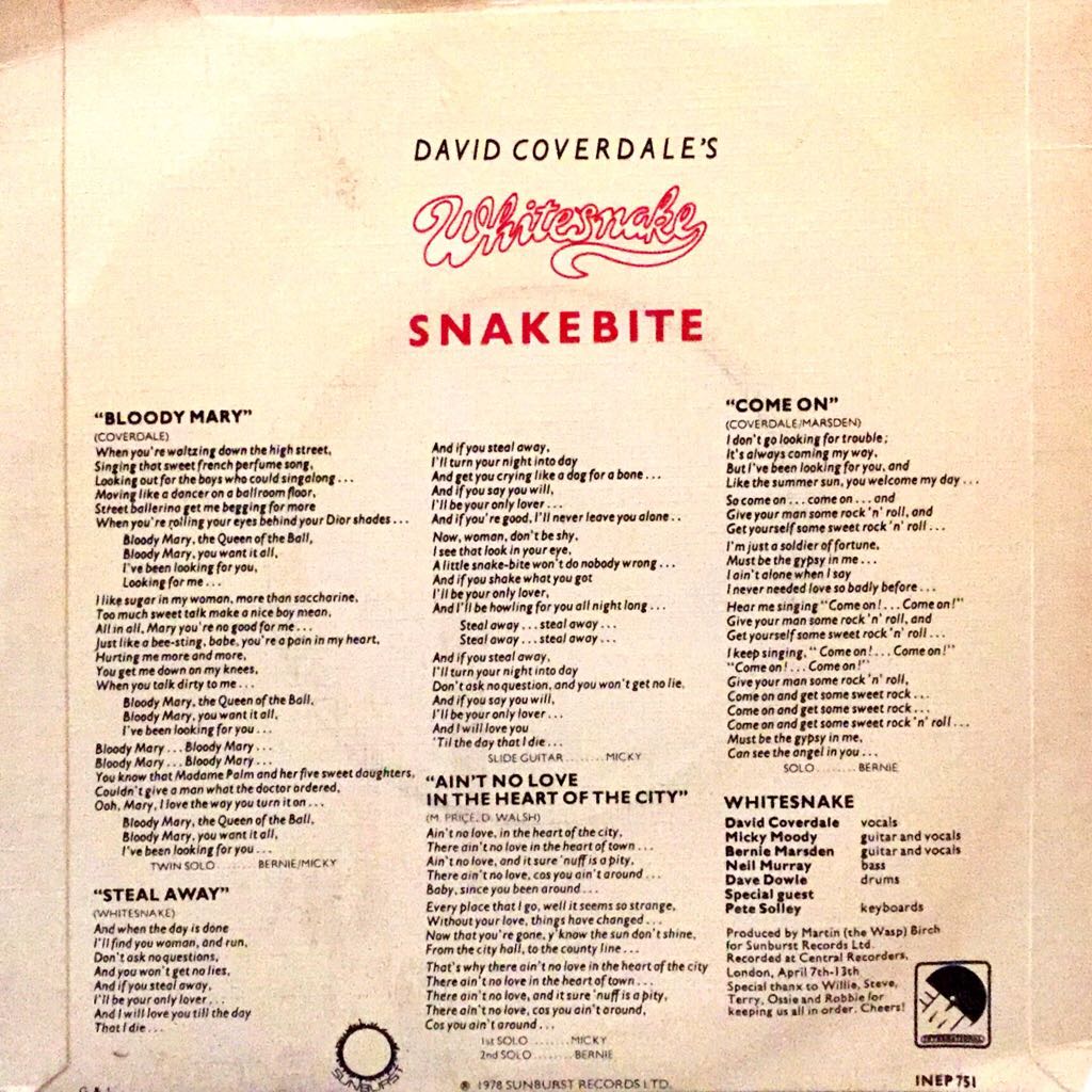 Snakebite - Whitesnake (12”) music collectible - Main Image 2