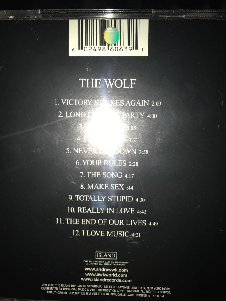 The Wolf - Andrew W.K. music collectible - Main Image 2