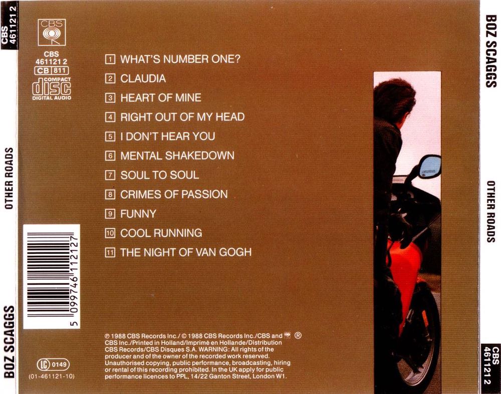 Other Roads - Boz Scaggs (CD - 44:55) music collectible [Barcode 074644046328] - Main Image 2