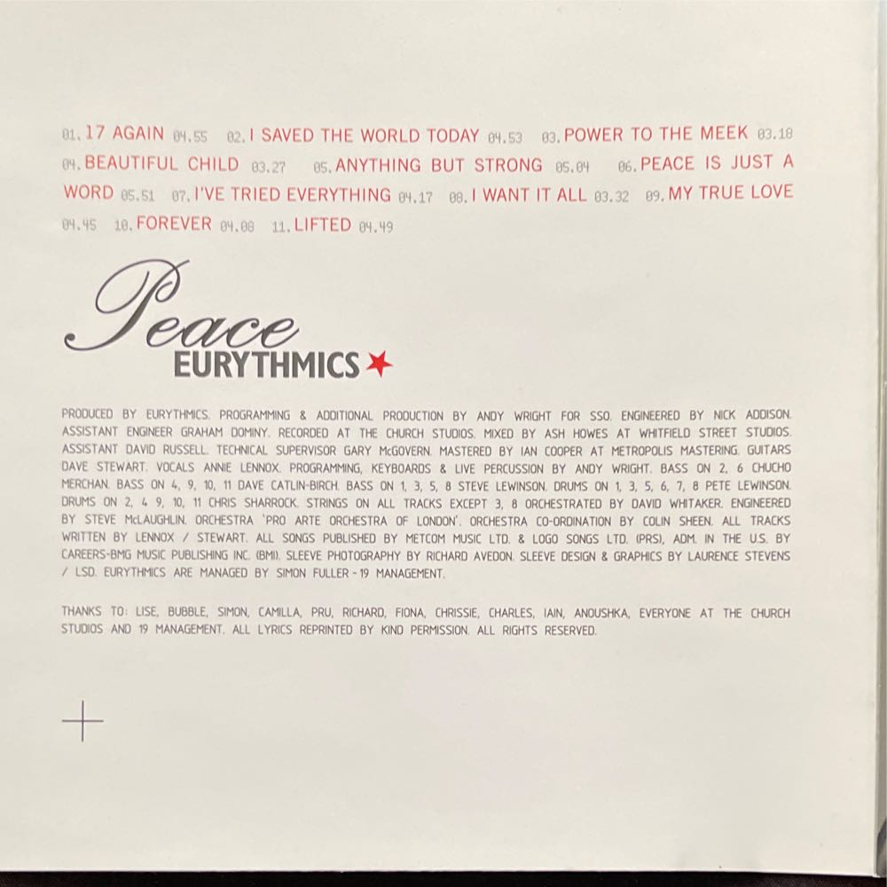 Peace - Eurythmics (CD - 49) music collectible [Barcode 078221461726] - Main Image 3