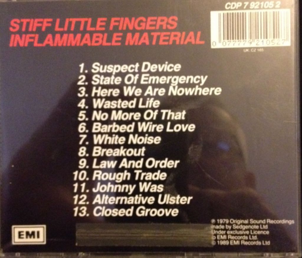 Inflammable Material - Stiff Little Fingers (CD) music collectible [Barcode 077779210527] - Main Image 2