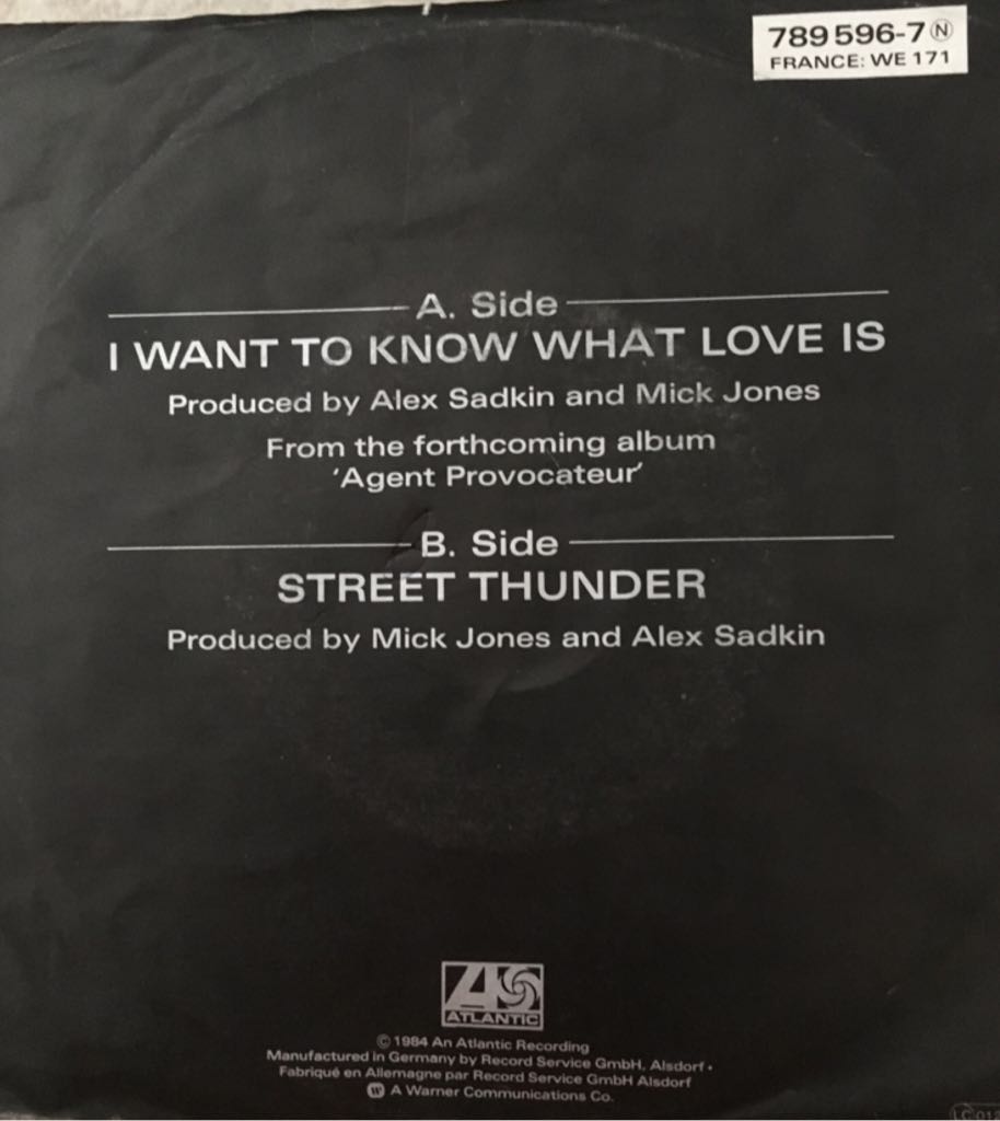 03 - 7” Single - Foreigner - I Want To Know What Love Is - Foreigner (7” - 9) music collectible - Main Image 2