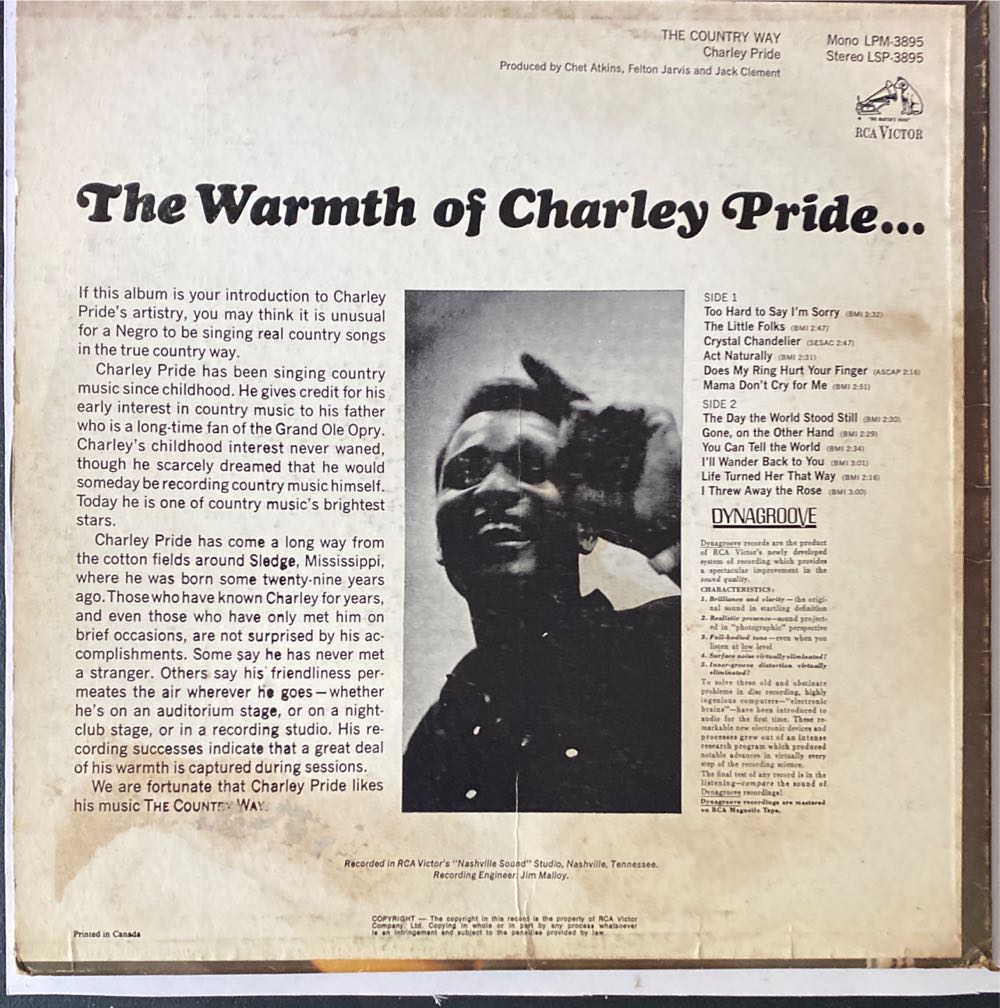 The Country Way - Charley Pride (12”) music collectible - Main Image 2