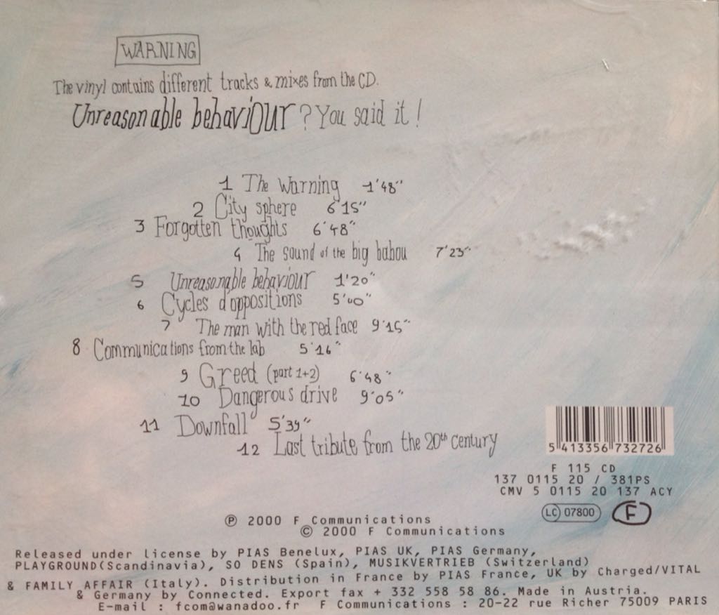 Unreasonable Behaviour - Laurent Garnier music collectible - Main Image 2