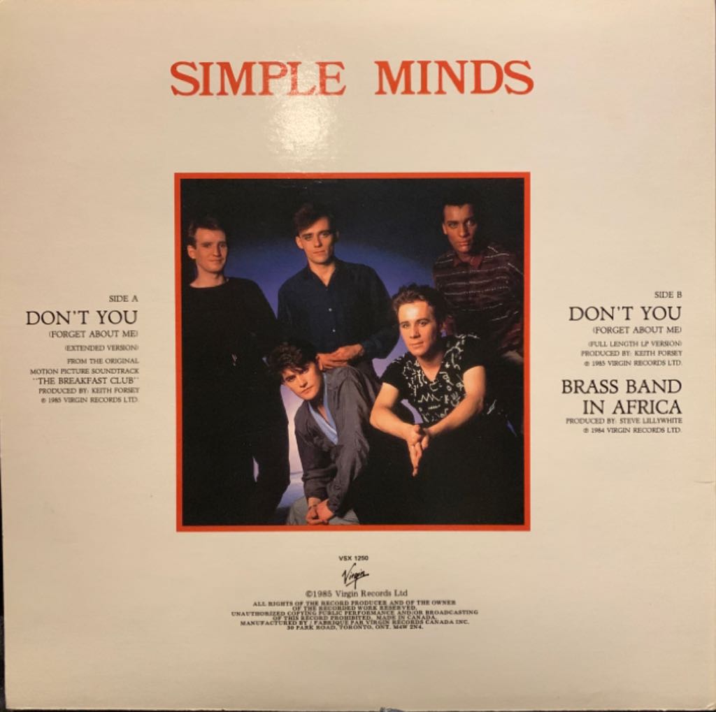 Don’t You (Forget About Me) - Simple Minds (12”) music collectible - Main Image 2