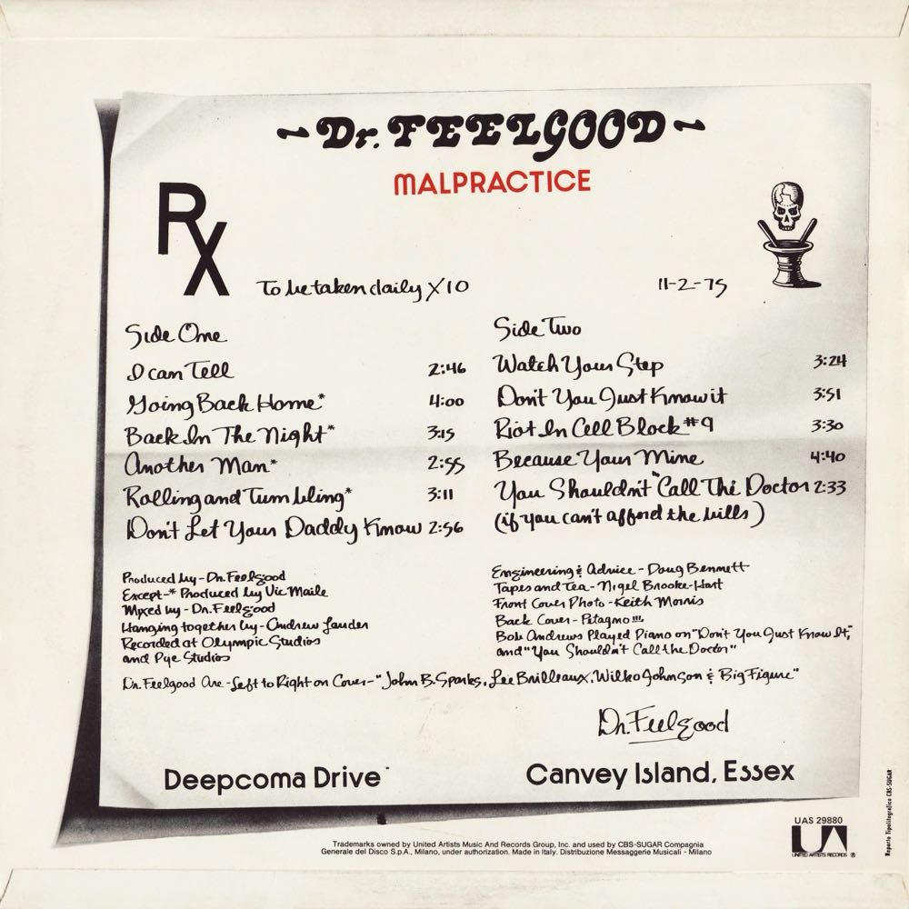Malpractice - Dr. Feelgood (Cassette - 37) music collectible [Barcode 5018349900023] - Main Image 2