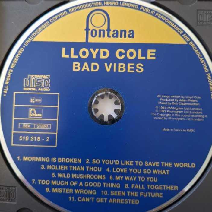 Bad Vibes - Cole, Lloyd (CD) music collectible [Barcode 014431030628] - Main Image 3