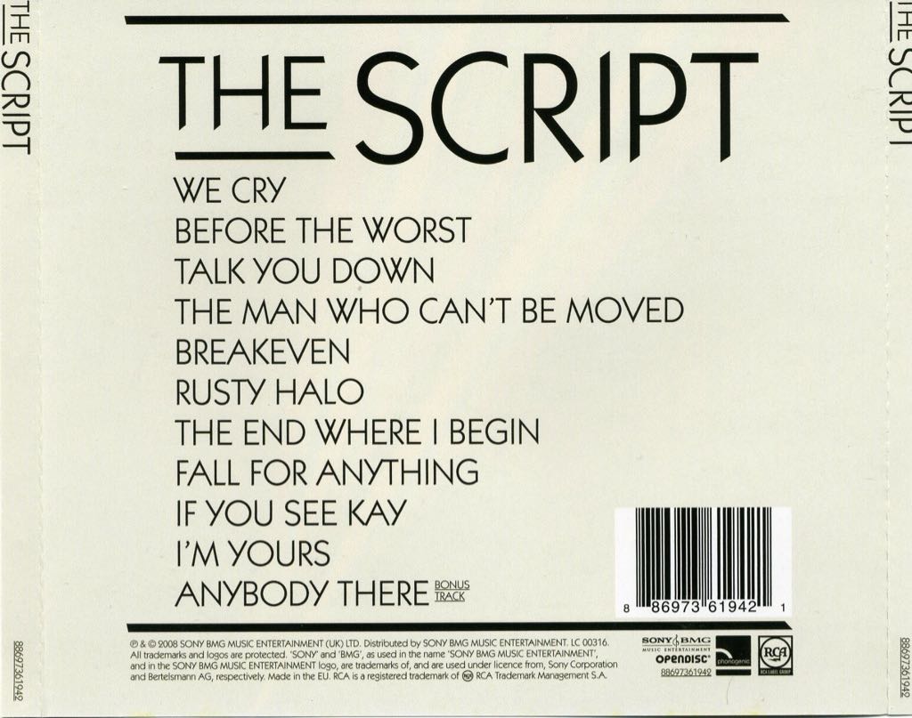 The Script - Script, The (CD) music collectible [Barcode 886973345023] - Main Image 2