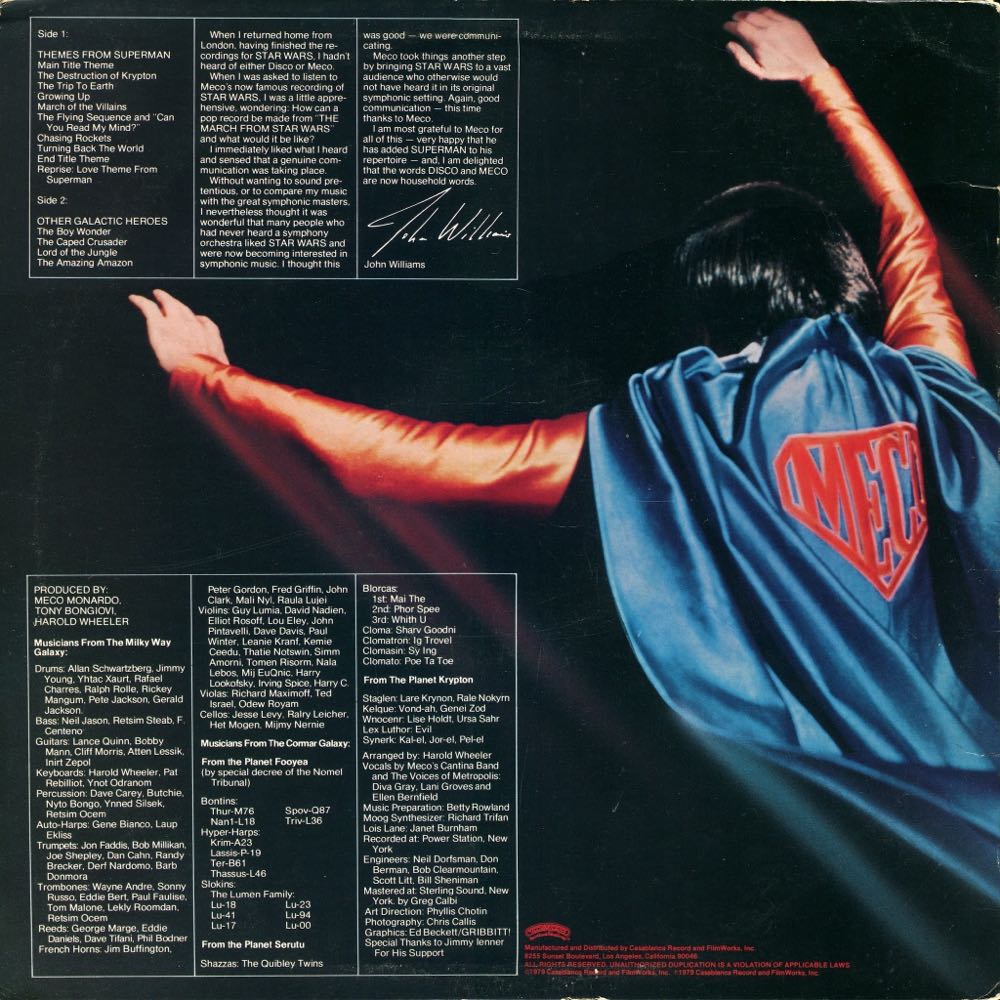 Superman And Other Galactic Heroes - Meco (12”) music collectible - Main Image 2