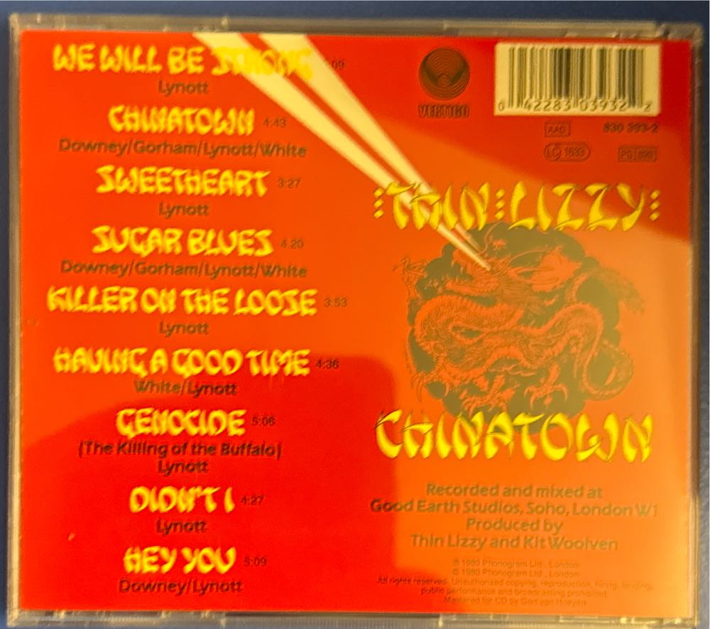 Chinatown - Thin Lizzy (CD - 24) music collectible [Barcode 042283039322] - Main Image 3