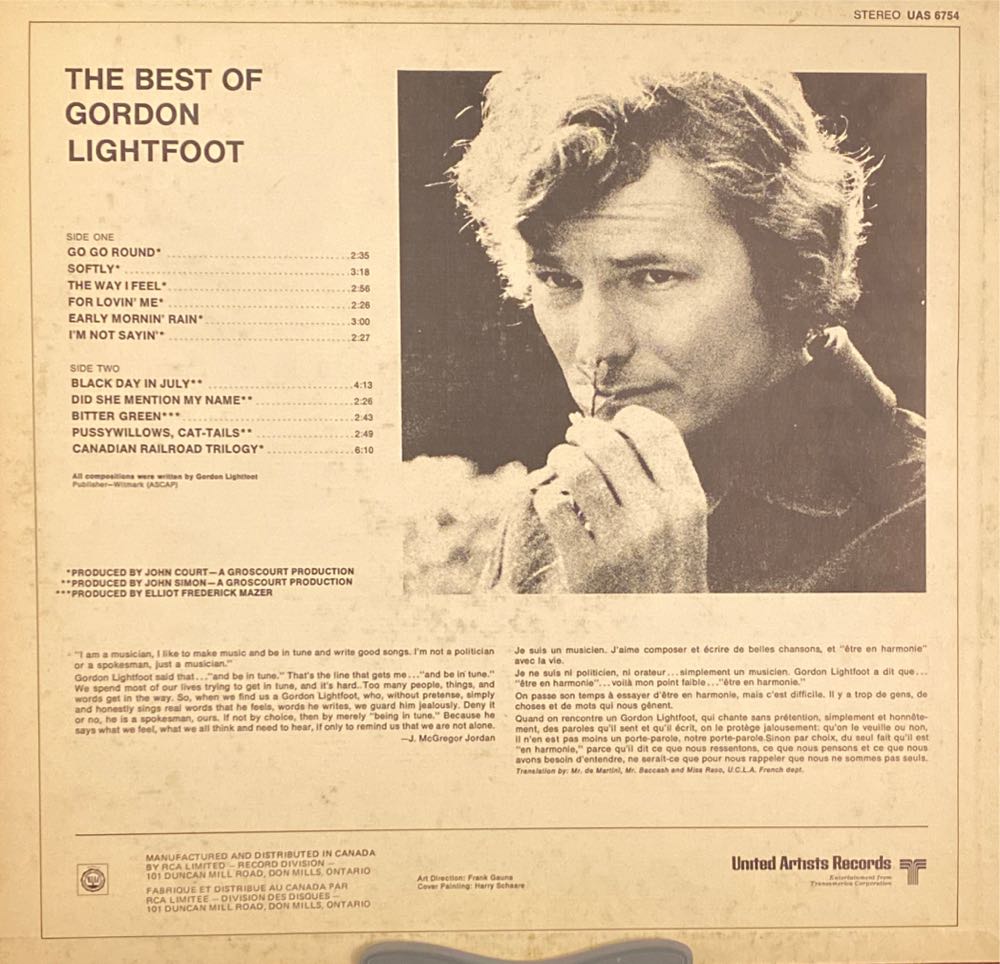 The Best Of Gordon Lightfoot - Lightfoot, Gordon (12”) music collectible - Main Image 2