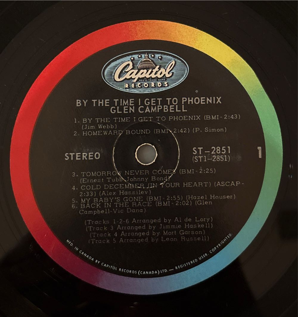 By The Time I Get To Phoenix - Glen Campbell (12”) music collectible - Main Image 3