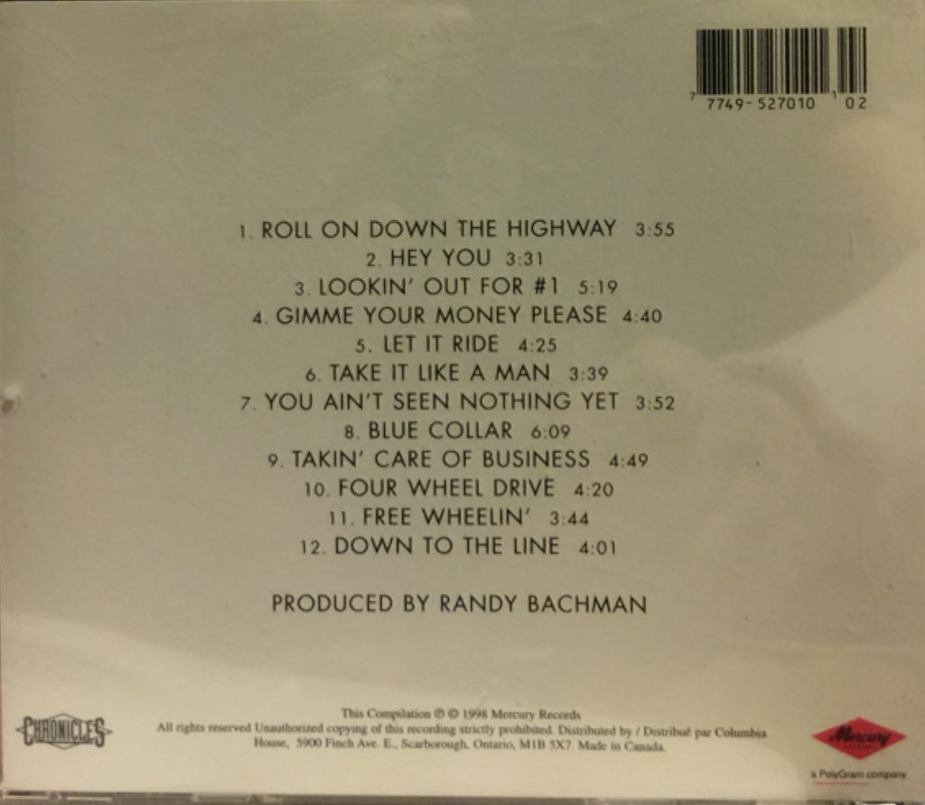 Best Of B.T.O. - Bachman-Turner Overdrive (12”) music collectible [Barcode 777495270101] - Main Image 2