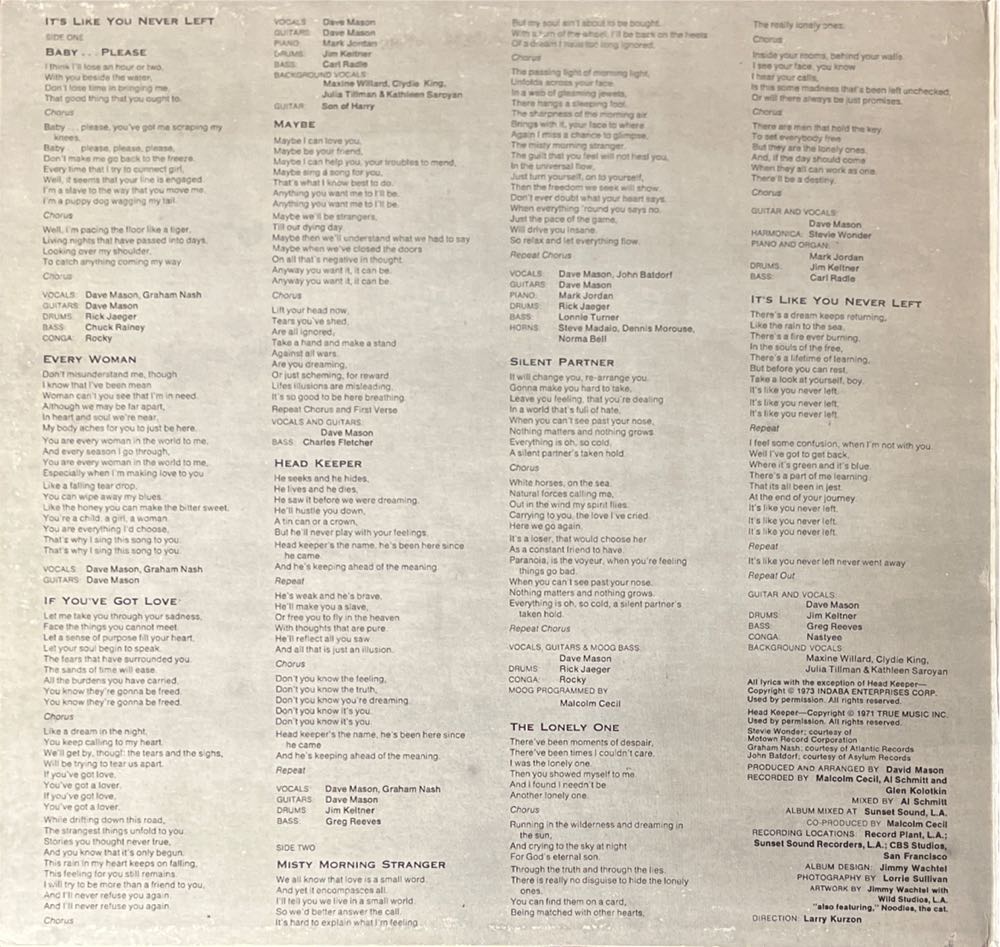 It’s Like You Never Left - Mason, Dave (12”) music collectible - Main Image 3