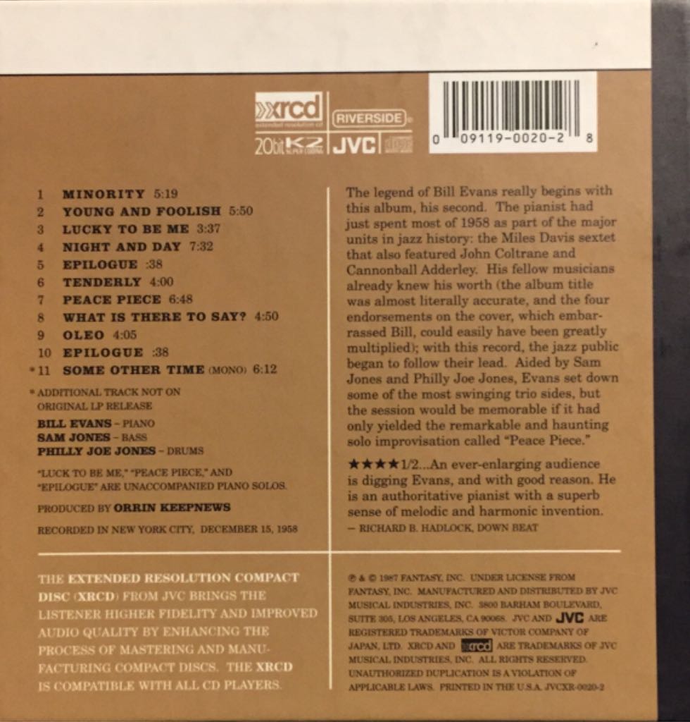 Everybody Digs Bill Evans - Bill Evans Trio (CD) music collectible [Barcode 009119002028] - Main Image 2