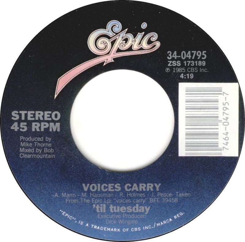 Voices Carry - Til Tuesday (12” - 41) music collectible [Barcode 074643945820] - Main Image 3