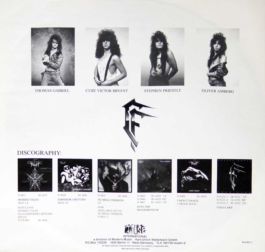 Cold Lake - Celtic Frost (CD - 39) music collectible [Barcode 036124427010] - Main Image 3