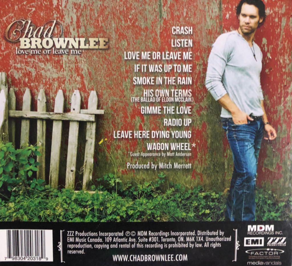 Love Me Or Leave Me - Chad Brownlee (CD) music collectible [Barcode 798304203189] - Main Image 2