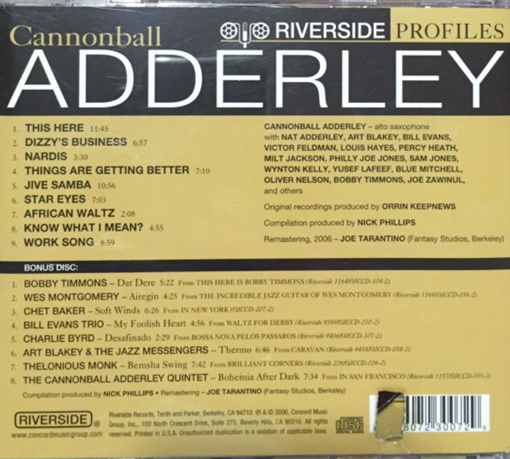 Riverside Profiles - Cannonball Adderley (CD) music collectible - Main Image 2