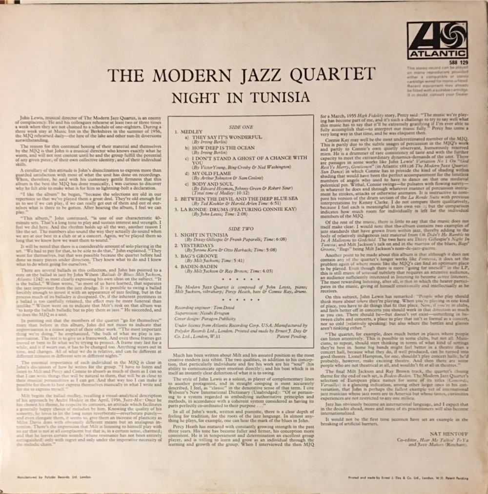 Modern Jazz Quartet - Modern Jazz Quartet (CD - 36) music collectible [Barcode 081757011129] - Main Image 2