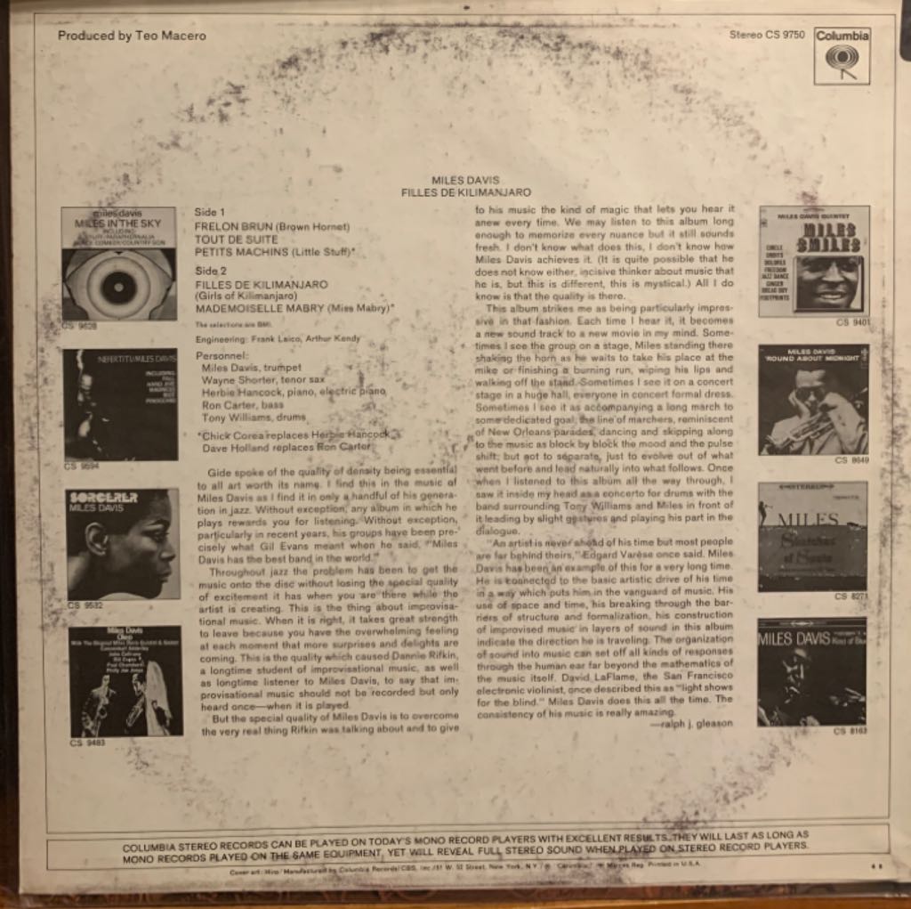 Filles De Kilimanjaro (Deluxe Edition) (Bonus Track) - Miles Davis (CD - 5630) music collectible [Barcode 696998655522] - Main Image 2