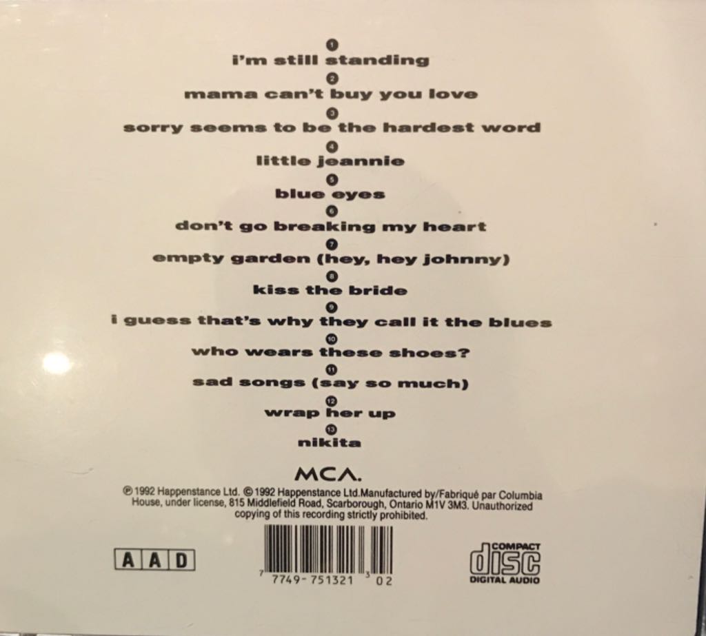 Elton John - Greatest Hits 1976-1986 - Elton John (CD) music collectible [Barcode 777497513213] - Main Image 2