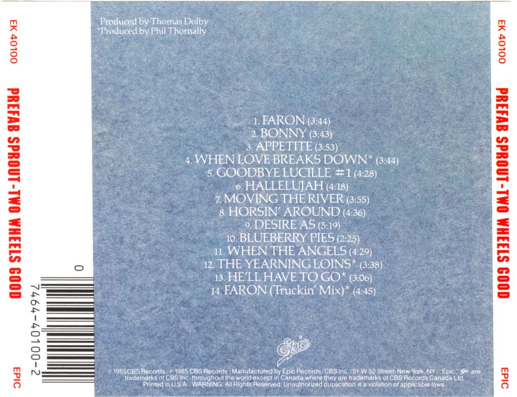 Two Wheels Good - Prefab Sprout (CD) music collectible [Barcode 074644010022] - Main Image 2