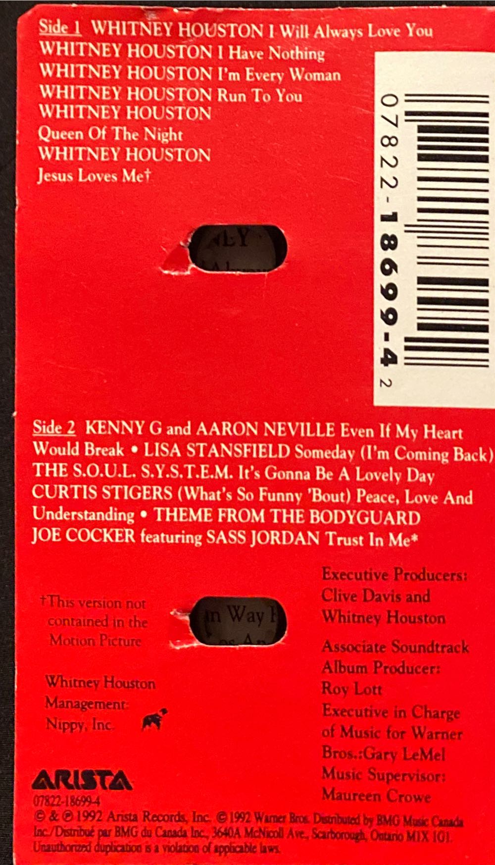 The Bodyguard - Soundtrack (Cassette - 48) music collectible [Barcode 078221869942] - Main Image 2