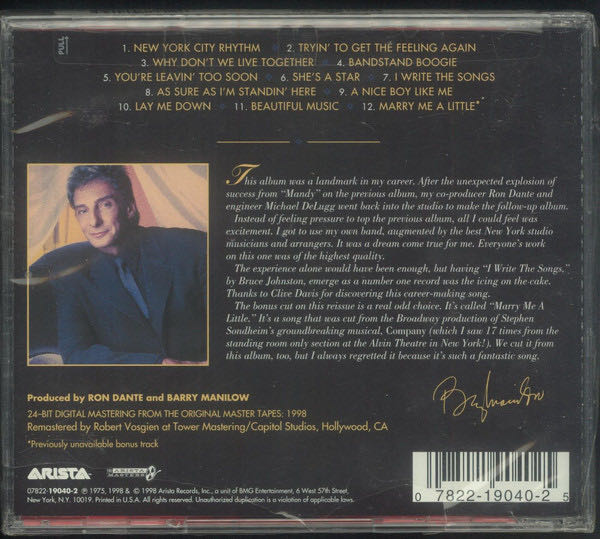 Tryin’ To Get The Feeling - Barry Manilow (CD) music collectible [Barcode 078221904025] - Main Image 2
