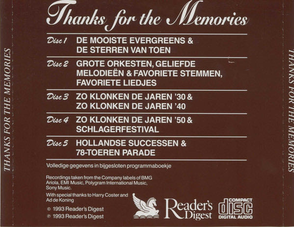 Thanks For The Memories - Verzamel 60 (CD - 270) music collectible - Main Image 2