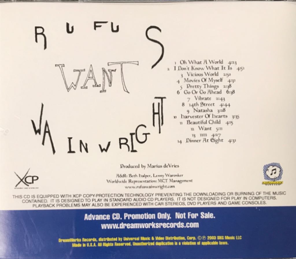 Want One - Wainwright, Rufus (CD) music collectible [Barcode 600445050419] - Main Image 2