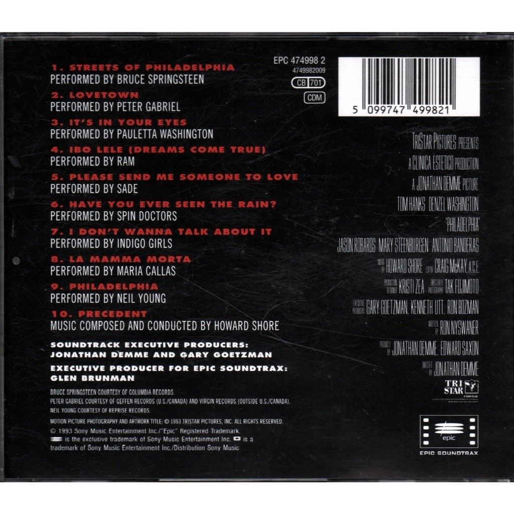 Philadelphia - Original Soundtrack (CD - 0) music collectible [Barcode 5099747499821] - Main Image 2