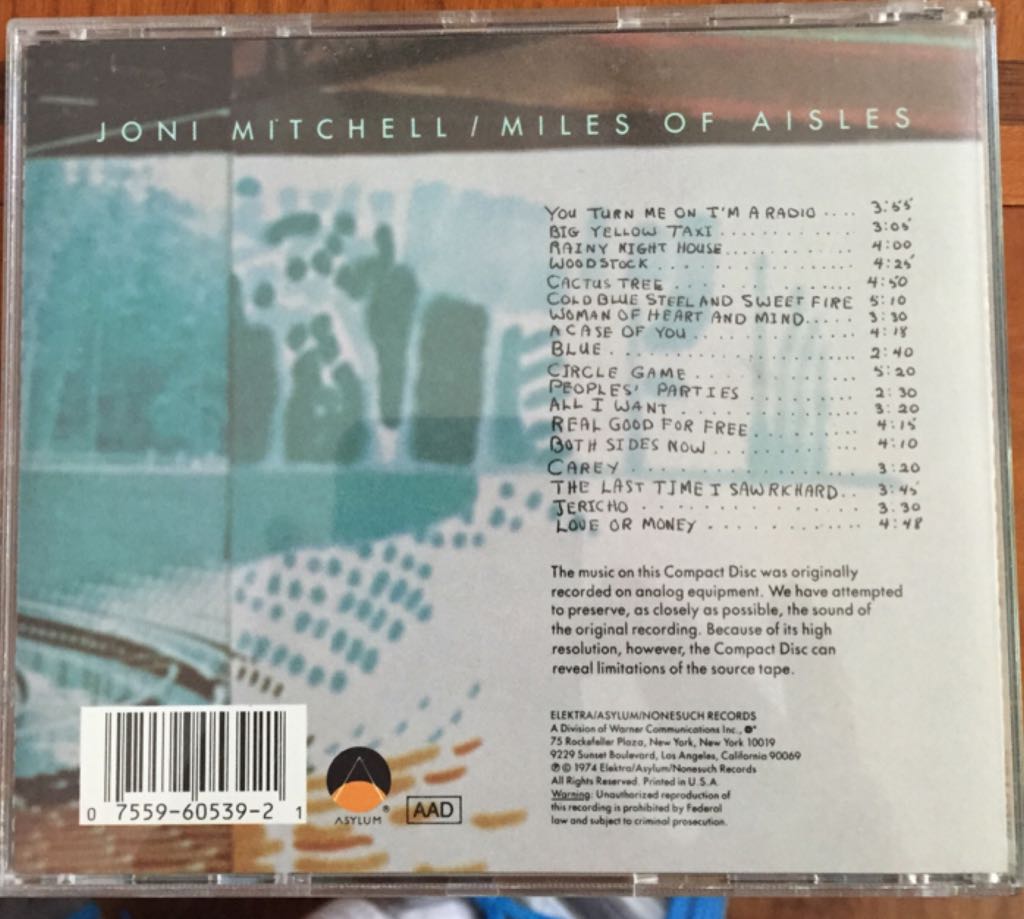 Miles Of Aisles - Mitchell, Joni (CD) music collectible [Barcode 075596053921] - Main Image 2
