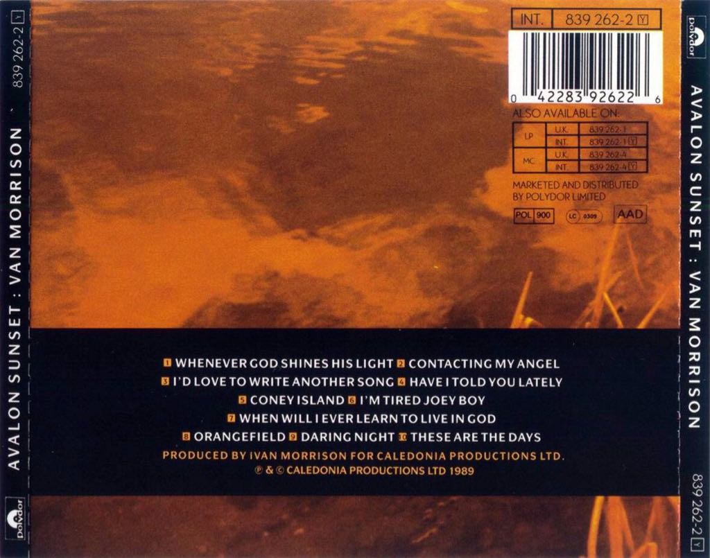 Avalon Sunset - Van Morrison (CD - 43) music collectible [Barcode 042283926226] - Main Image 2