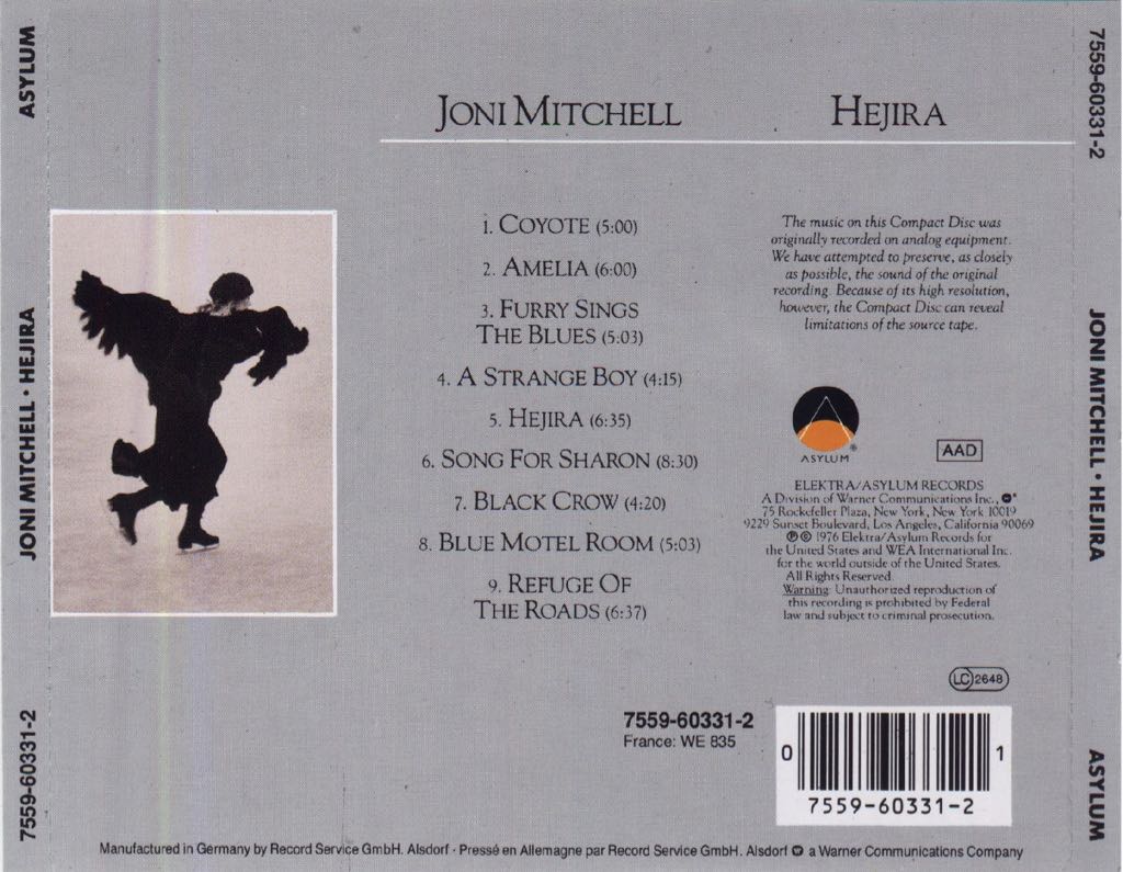 Hejira - Joni Mitchell (12” - 52) music collectible [Barcode 081227958589] - Main Image 2