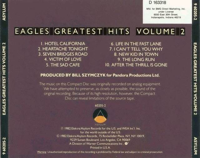 Eagles Greatest Hits Vol 2 - Eagles, The (CD) music collectible - Main Image 2