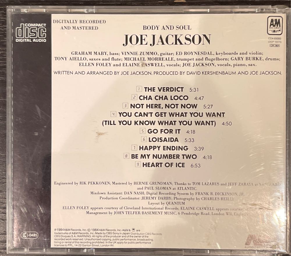 Body and Soul - Jackson, Joe (12”) music collectible - Main Image 2