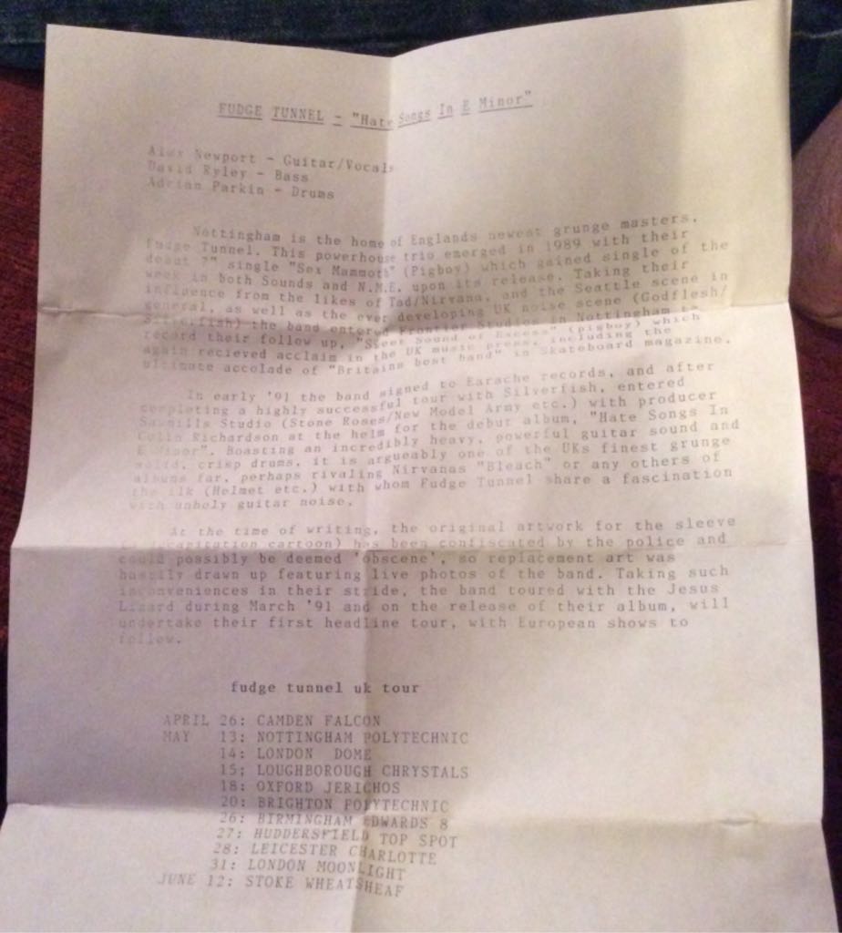 Hate Songs In E Minor - Fudge Tunnel music collectible [Barcode 5018615103622] - Main Image 2